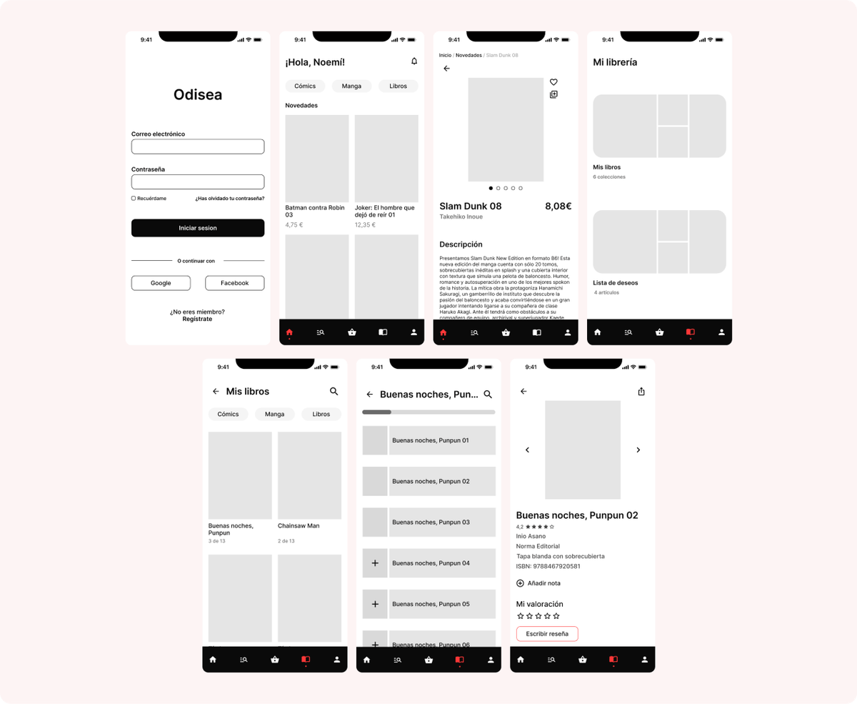 odisea wireframes